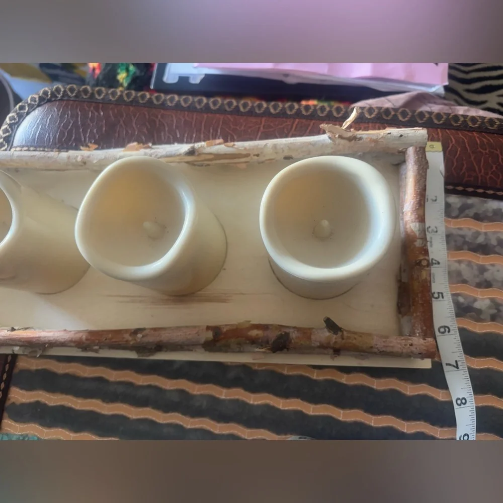 RUSTIC Cabin Wooden 3 Wick-less Battery Operated Candle Holder Decor Warm Yellow